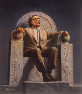 Isaac Asimov dessiné par Rowena Morrill (artiste, illustratrice de science-fiction et de fantasy)